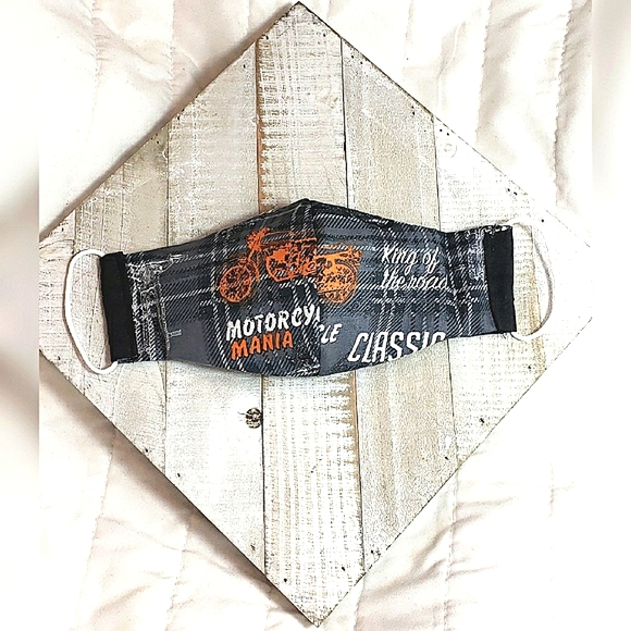 Motorcycle Black Orange Mask Reversible Triple Layer Filter NWT - Picture 1 of 3